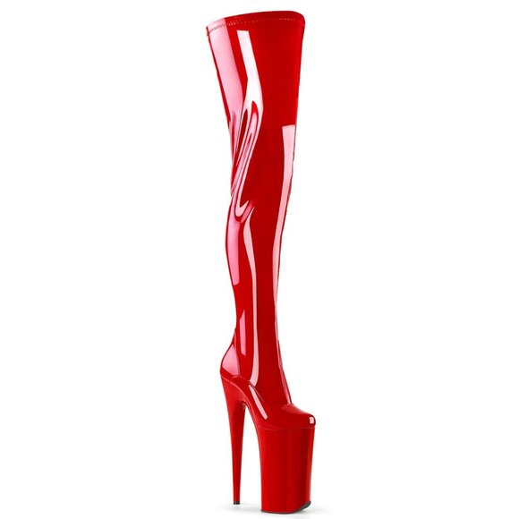 Size 9 Beyond 10" Heel Red Patent Crotch High Tall Boots - Picture 5 of 5